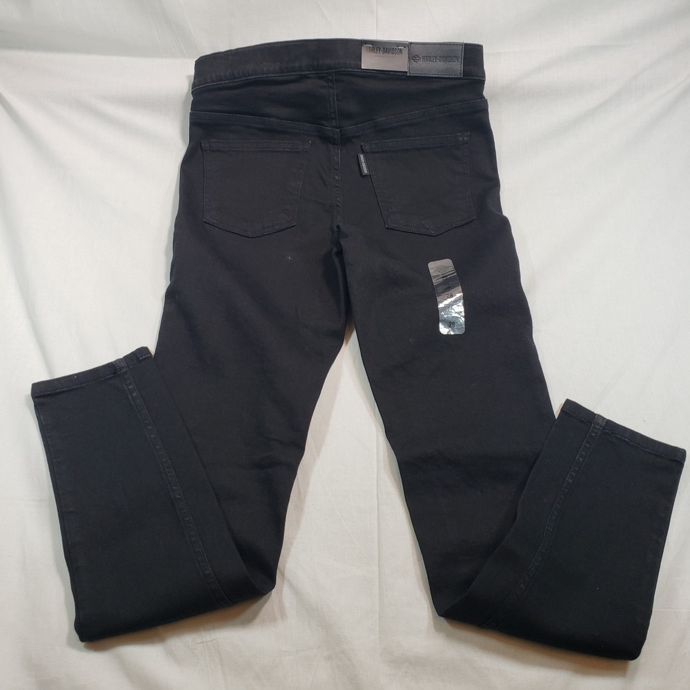 Harley Davidson Womens Skinny Pull On Jeans Black High Rise Size 28 Denim - Picture 8 of 9